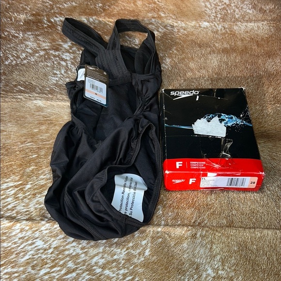 NWT Speedo Classic Black Swimsuit F FL 8002406001 Eco Solid Super Pro Sz 28 New - Picture 1 of 6